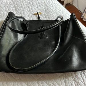 Longchamp black leather carryall